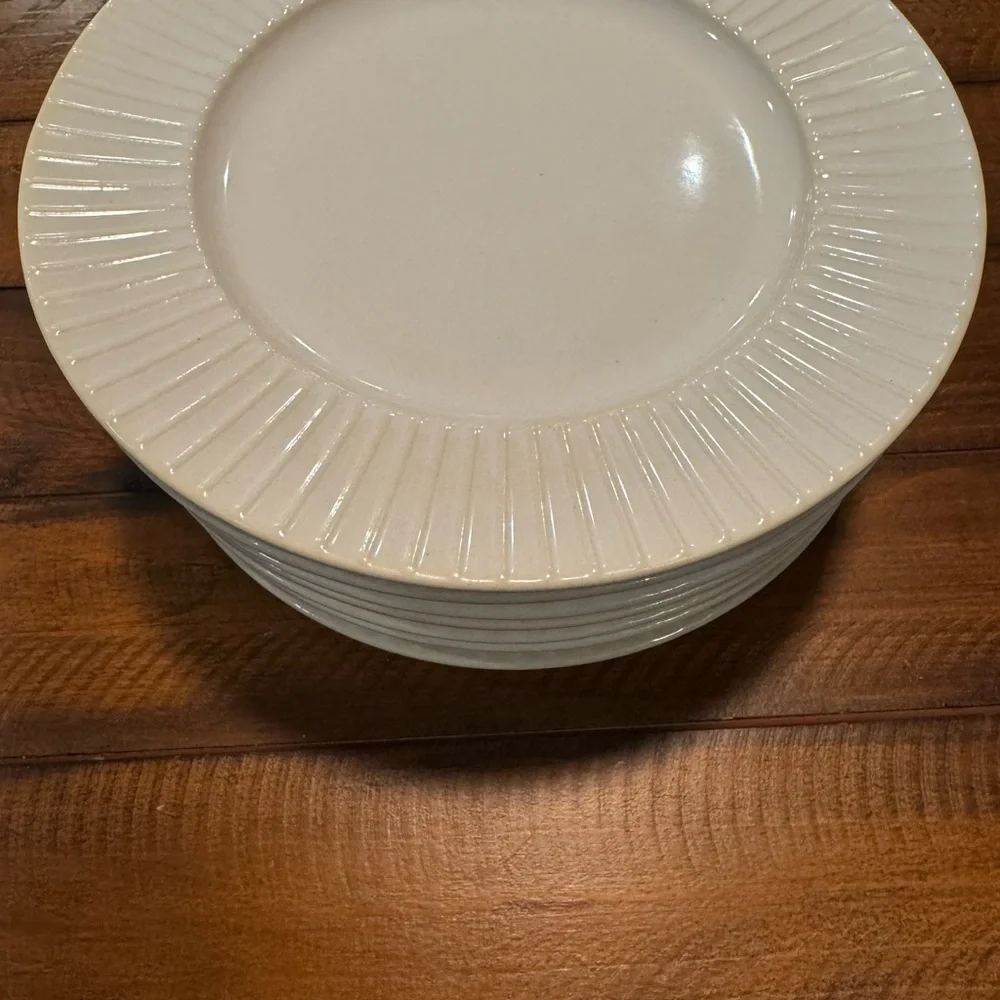 West Elm Textured Stoneware Dinner Plate Set (8)